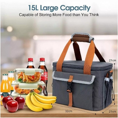 15l Portabel Lipat 600d Oxford Cloth Cooler Lunch Bag Dengan Tali Bahu